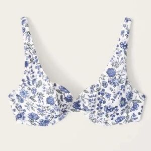 Abercrombie Floral Blue and White Underwire Bikini Top